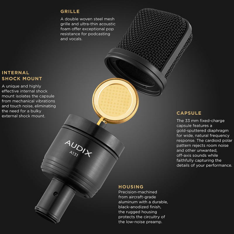 AUDIX ADX-A131 LARGE DIAPHRAGM CONDENSER MICROPHONE Specifications