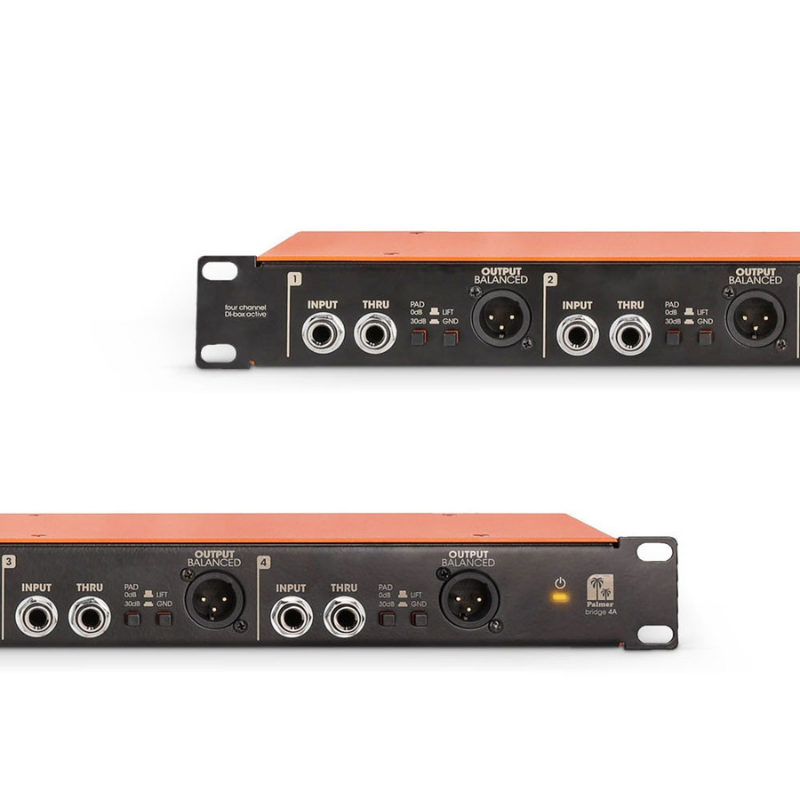 Palmer 19" 4 Channel Active DI Rack with AoC Front View 2