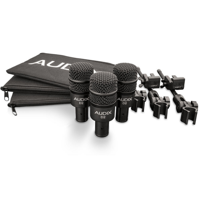 Audix ADX-D2TRIO 3x D2, 3x D-VICE Mounts, 3x Mic Pouches