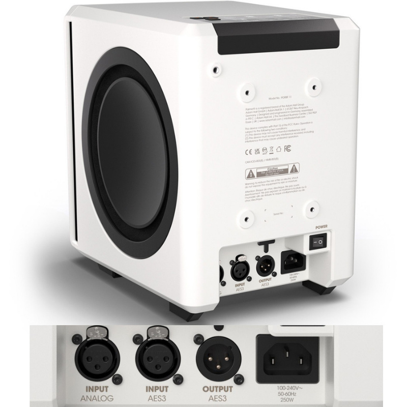 Palmer ORBIT 11 Active 1000W CO-AX 3-Way Studio Monitor Back View in White
