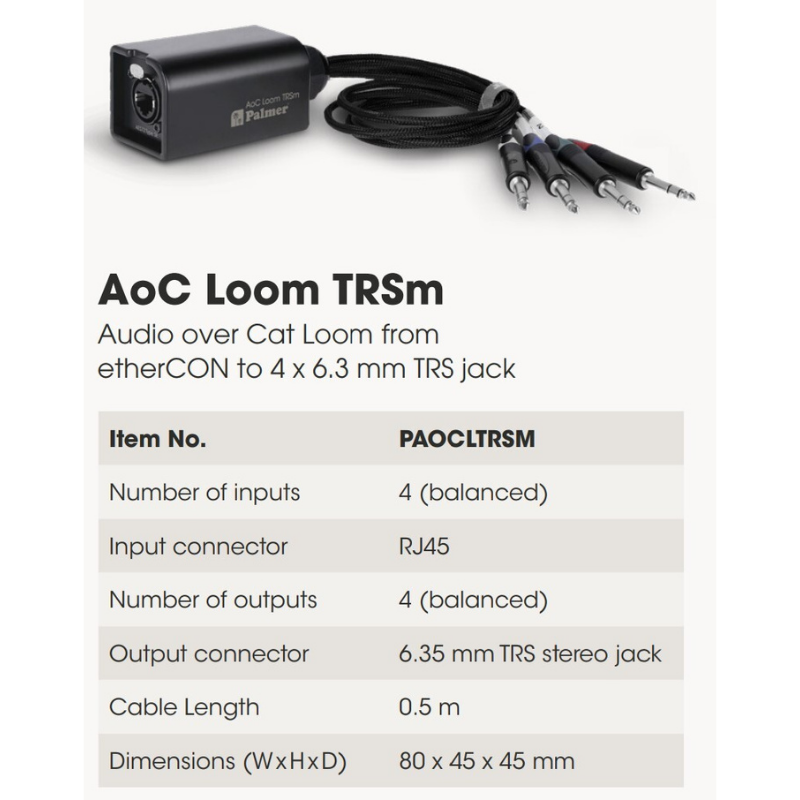 Palmer PAOCLTRSM AoC Loom TRSm  Specifications